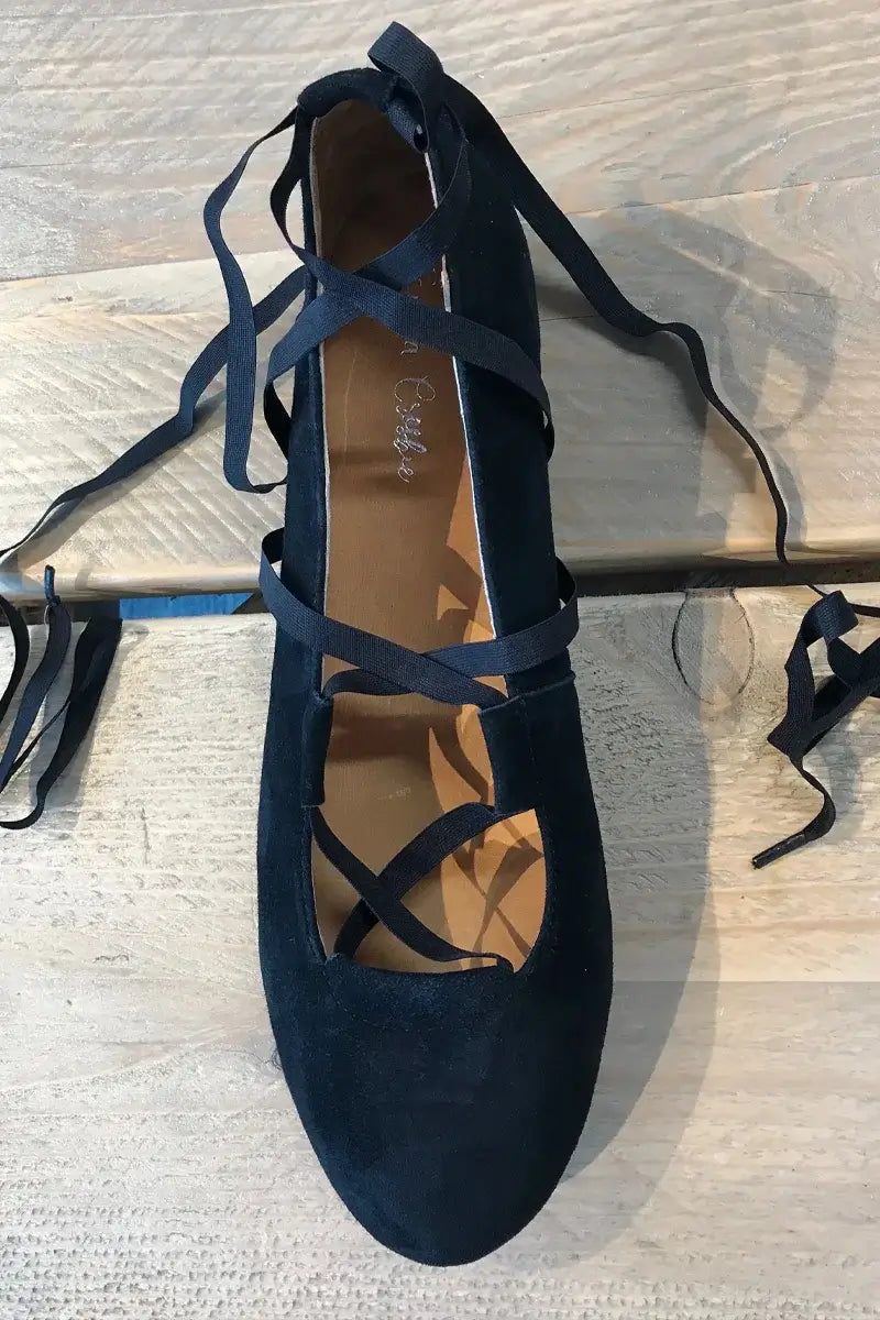 FINAL SALE Juliette Ballet Flat Black with flexible laces