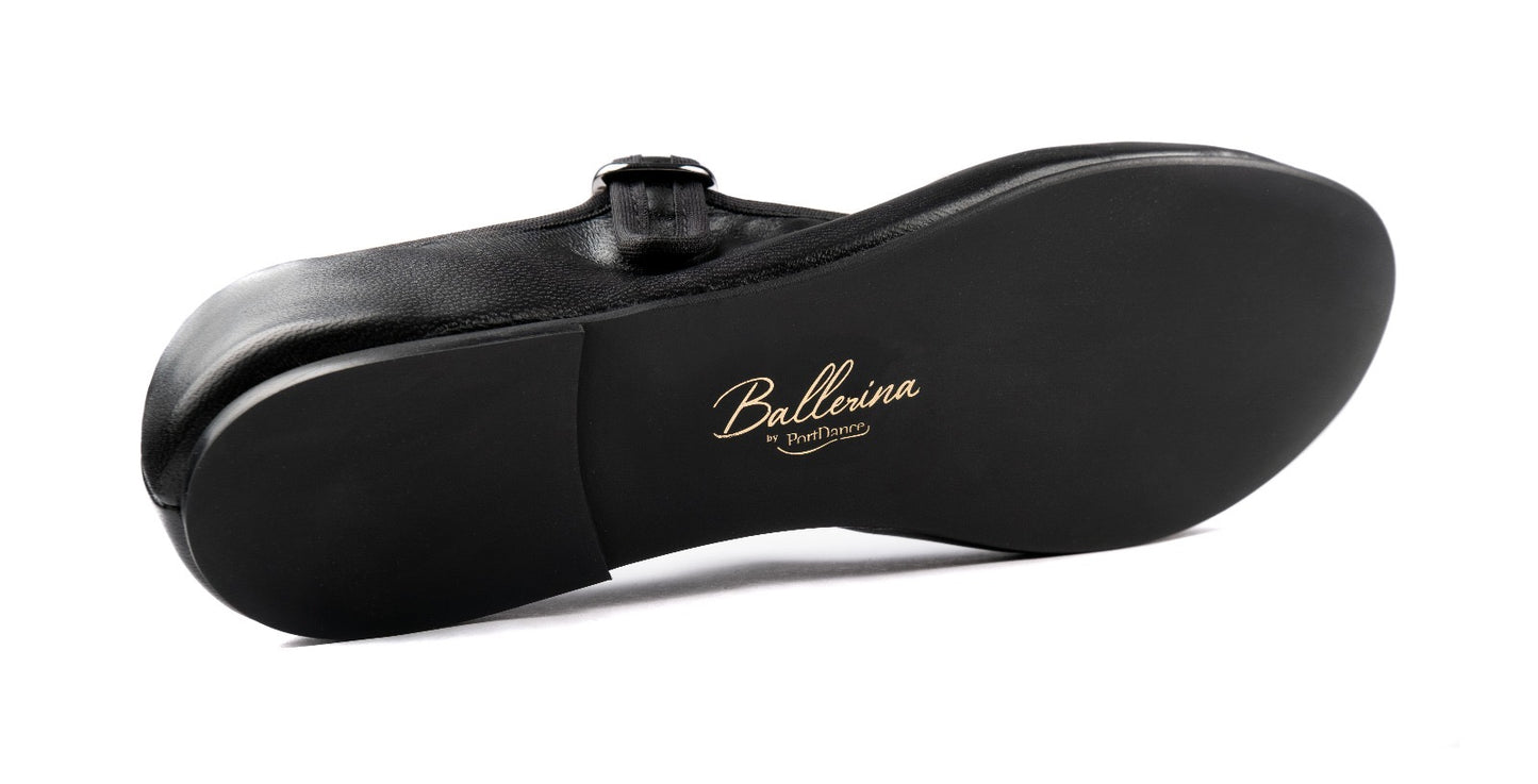PortDance - Indoor & Outdoor Dance Ballerina Flat - Black Soft Leather