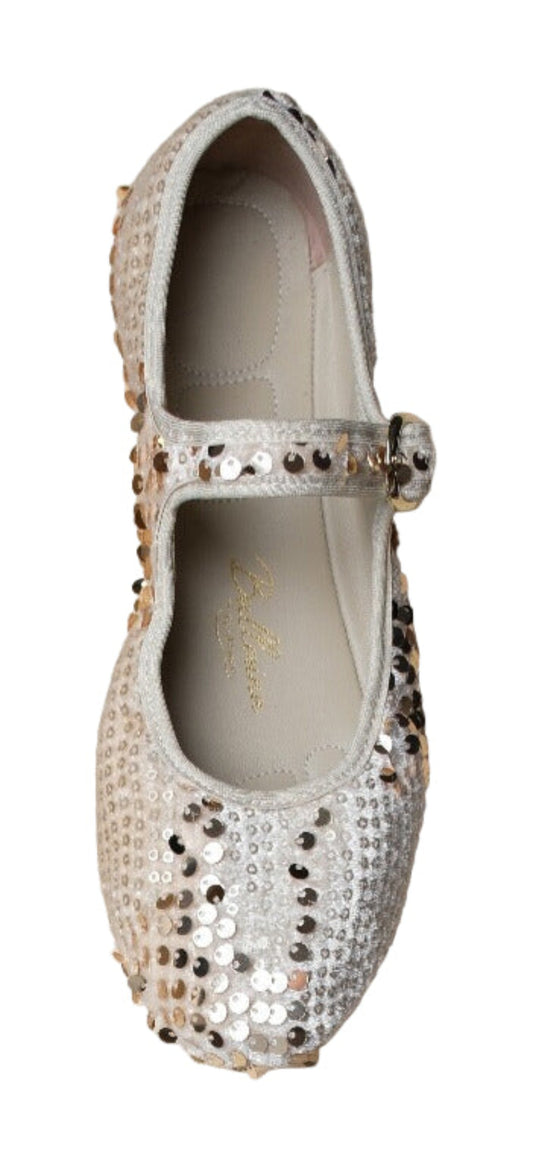PortDance - Indoor & Outdoor Dance Ballerina Flat - Light Metallic Sequins