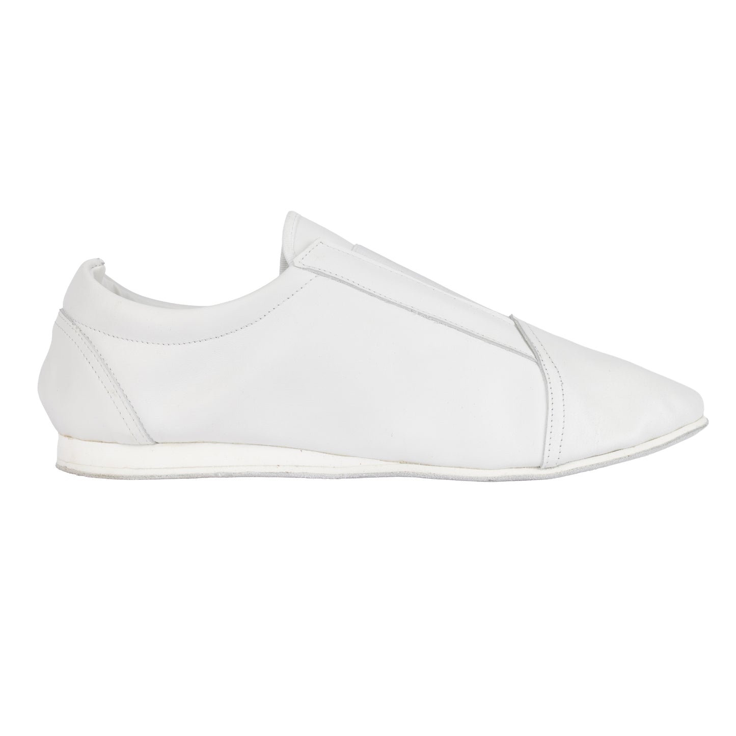 Flexee - Unisex Slip-On Dance Shoe - White Leather & Elastic