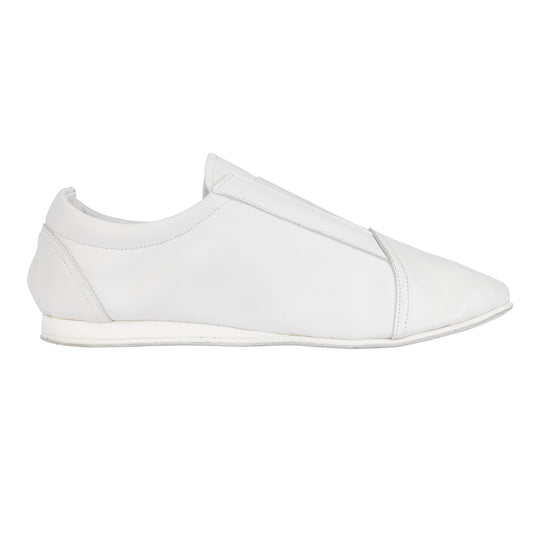 Flexee - Unisex Slip-On Dance Shoe - White Leather & Elastic