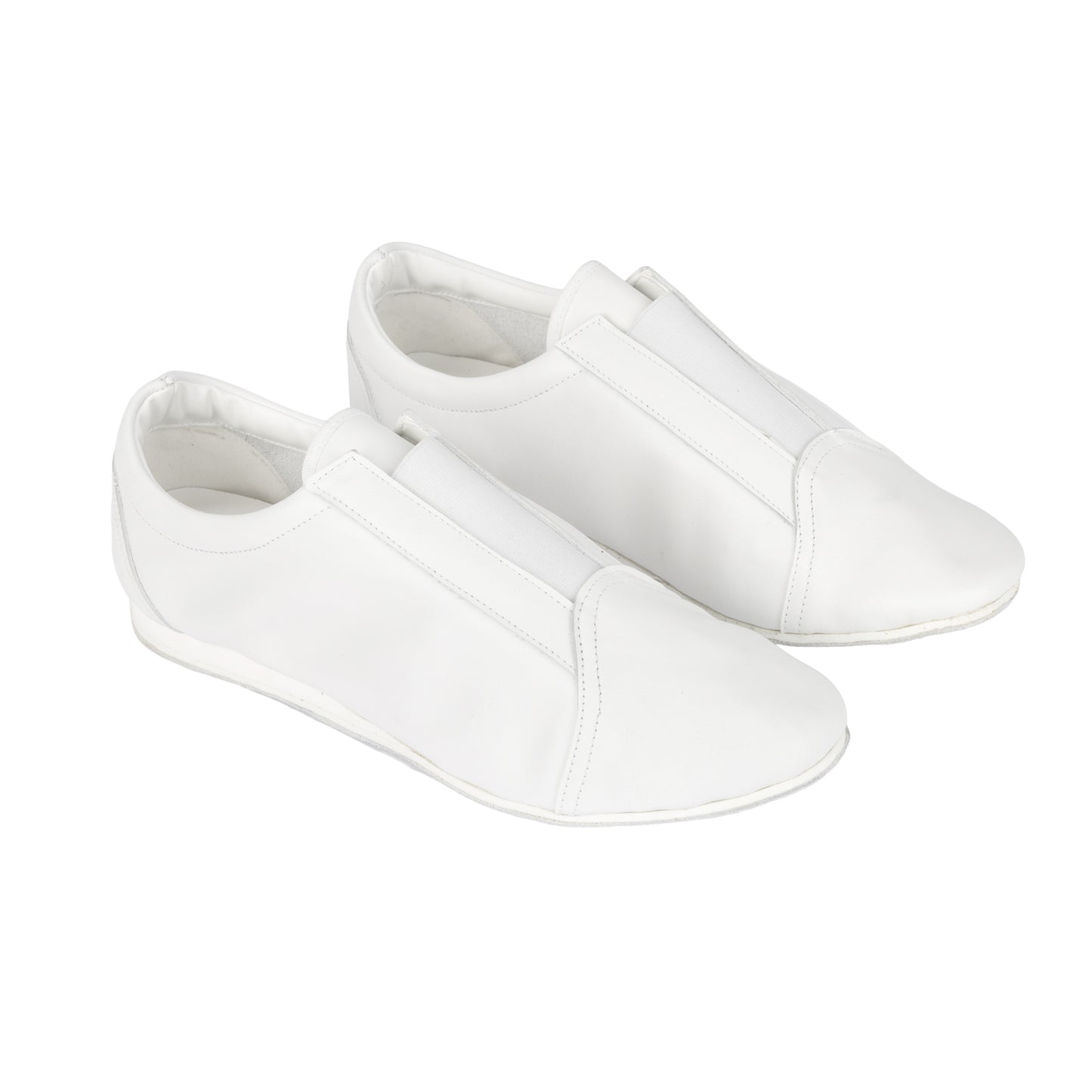 Flexee - Unisex Slip-On Dance Shoe - White Leather & Elastic