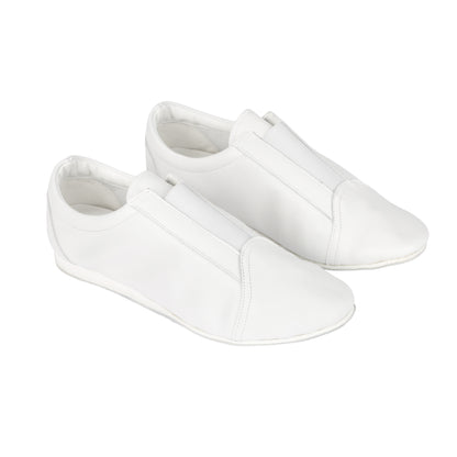 Flexee - Unisex Slip-On Dance Shoe - White Leather & Elastic