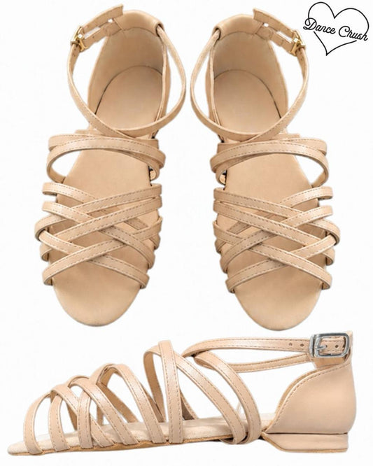 Dance Crush - Defy - Low Heel Sandal - Nude Smooth Leather