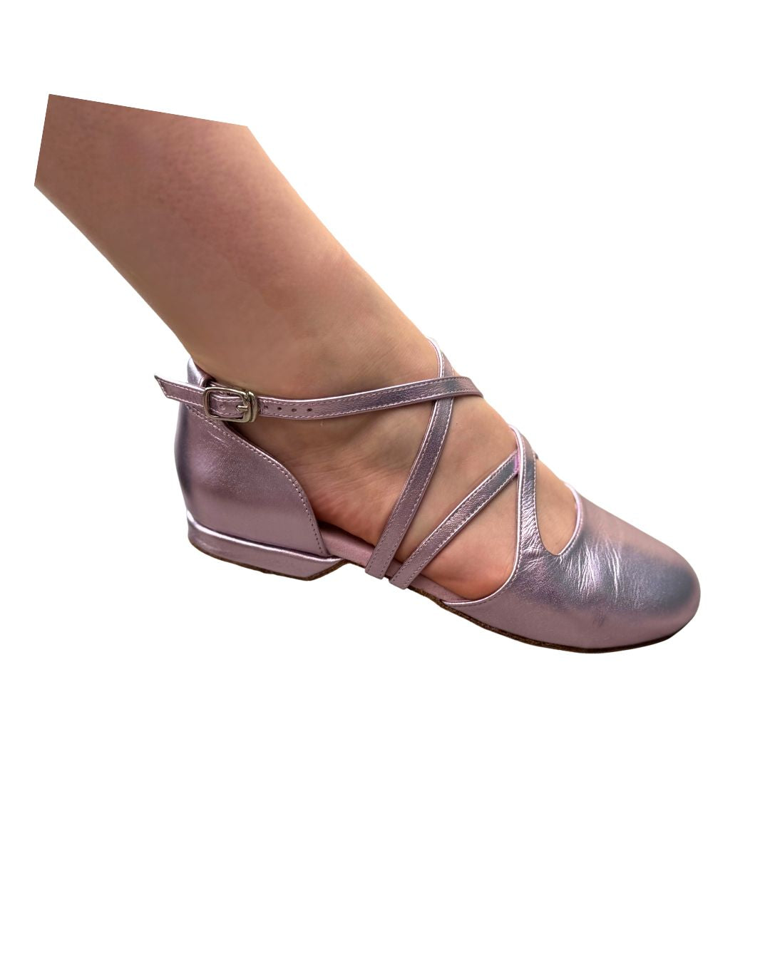 Metallic Pink Dance Crush - Emma - Closed-Toe Adjustable Dance Shoe