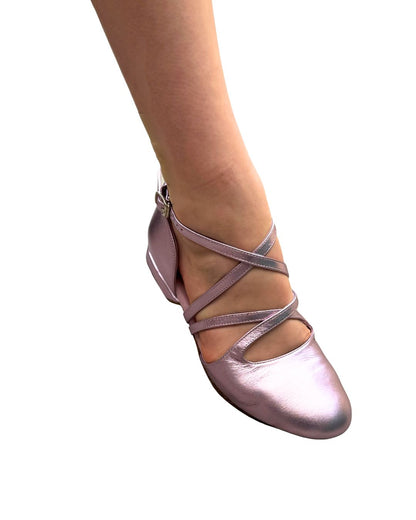 Metallic Pink Dance Crush - Emma - Closed-Toe Adjustable Dance Shoe