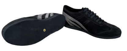 Flexee - Sport Lace Up Dance Trainer - Black / Grey Suede