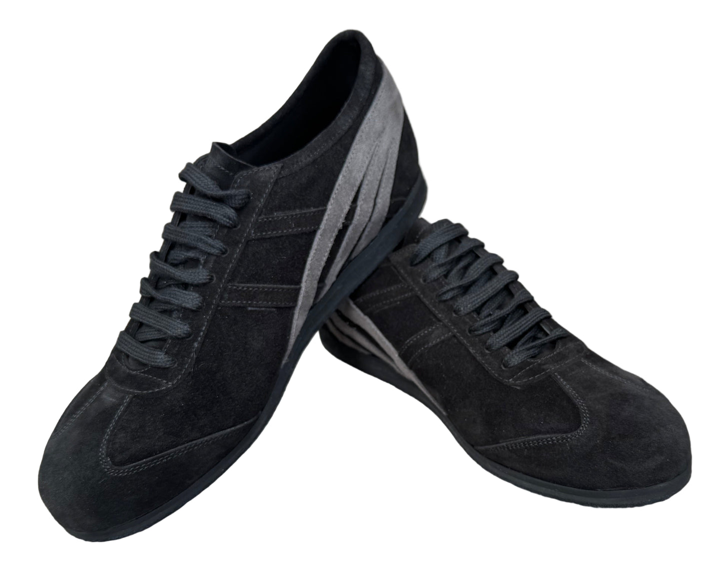 Flexee - Sport Lace Up Dance Trainer - Black / Grey Suede