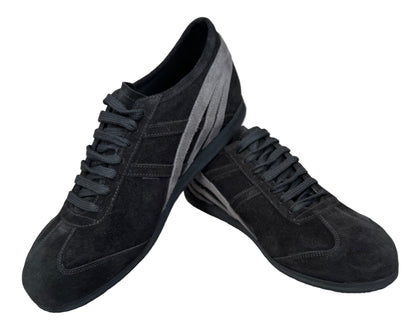 Flexee - Sport Lace Up Dance Trainer - Black / Grey Suede