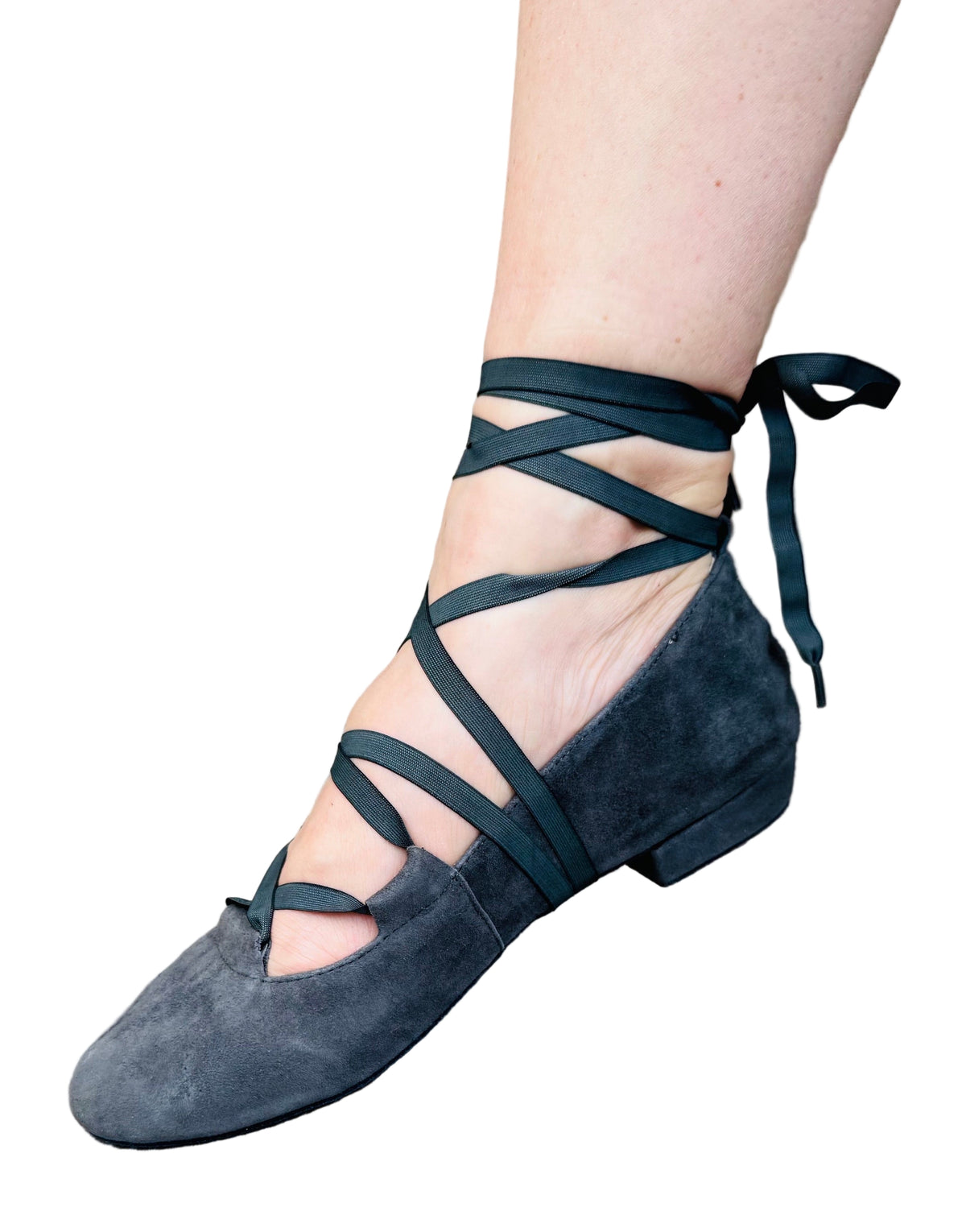 FINAL SALE Juliette Ballet Flat Charcoal with flexible laces