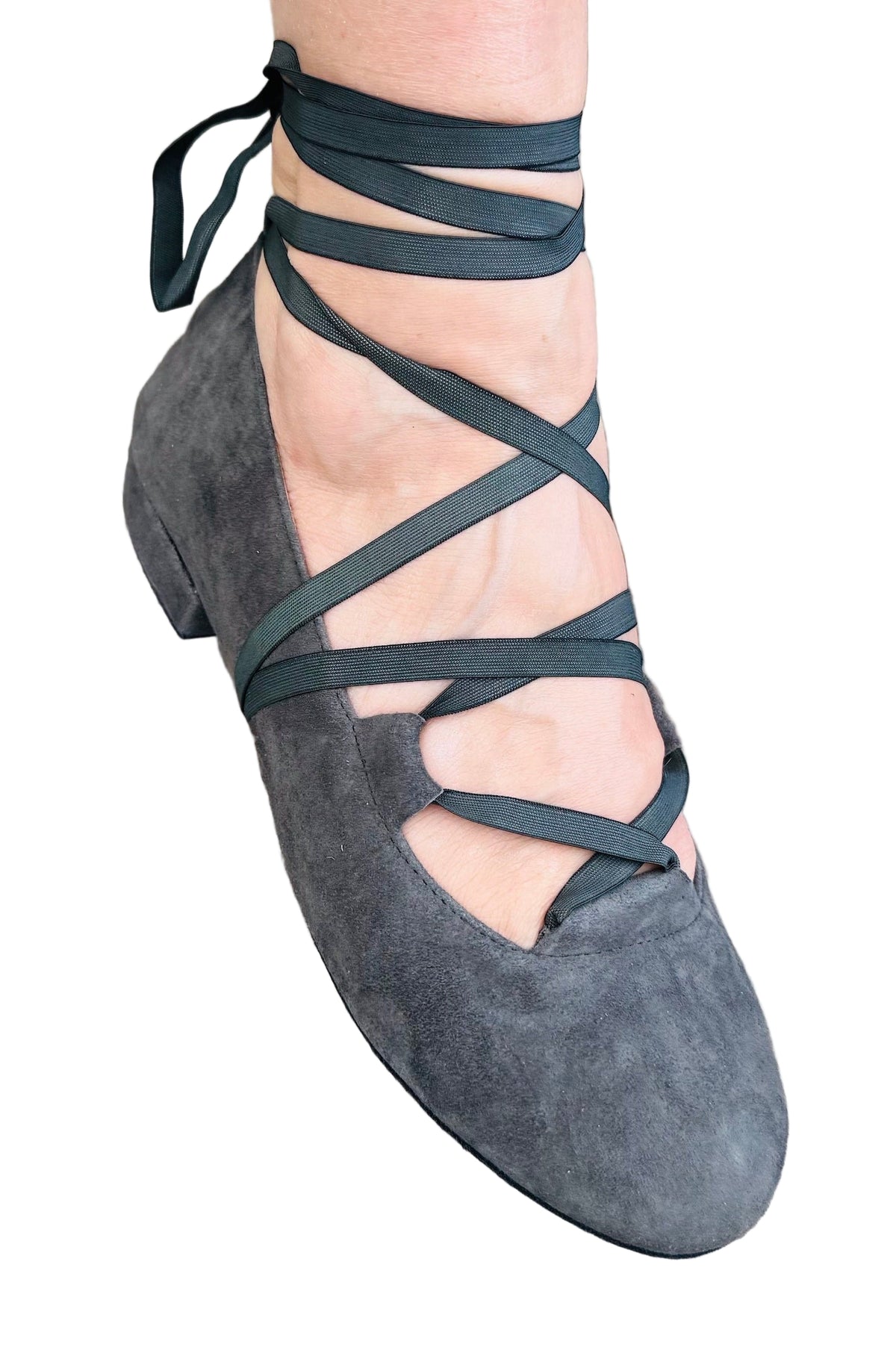 FINAL SALE Juliette Ballet Flat Charcoal with flexible laces