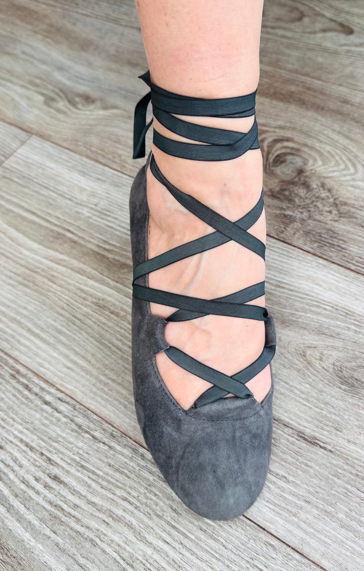 FINAL SALE Juliette Ballet Flat Charcoal with flexible laces