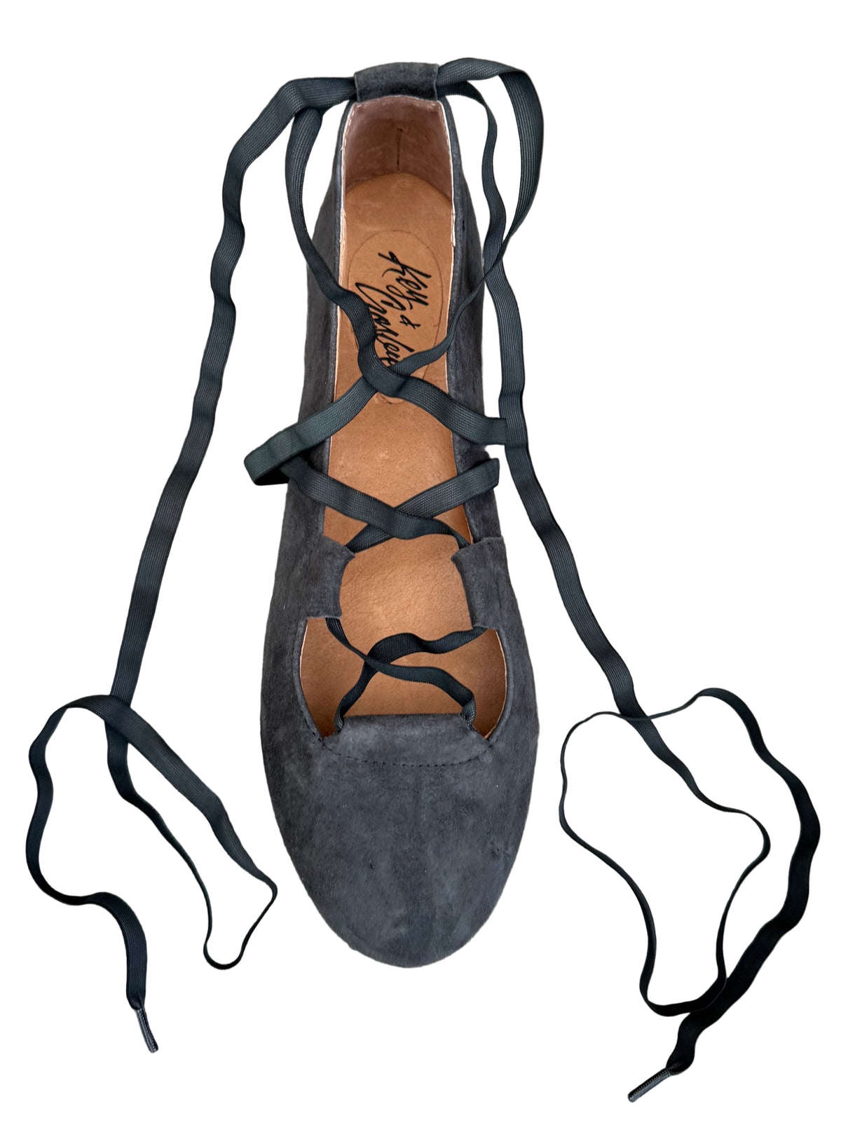 FINAL SALE Juliette Ballet Flat Charcoal with flexible laces