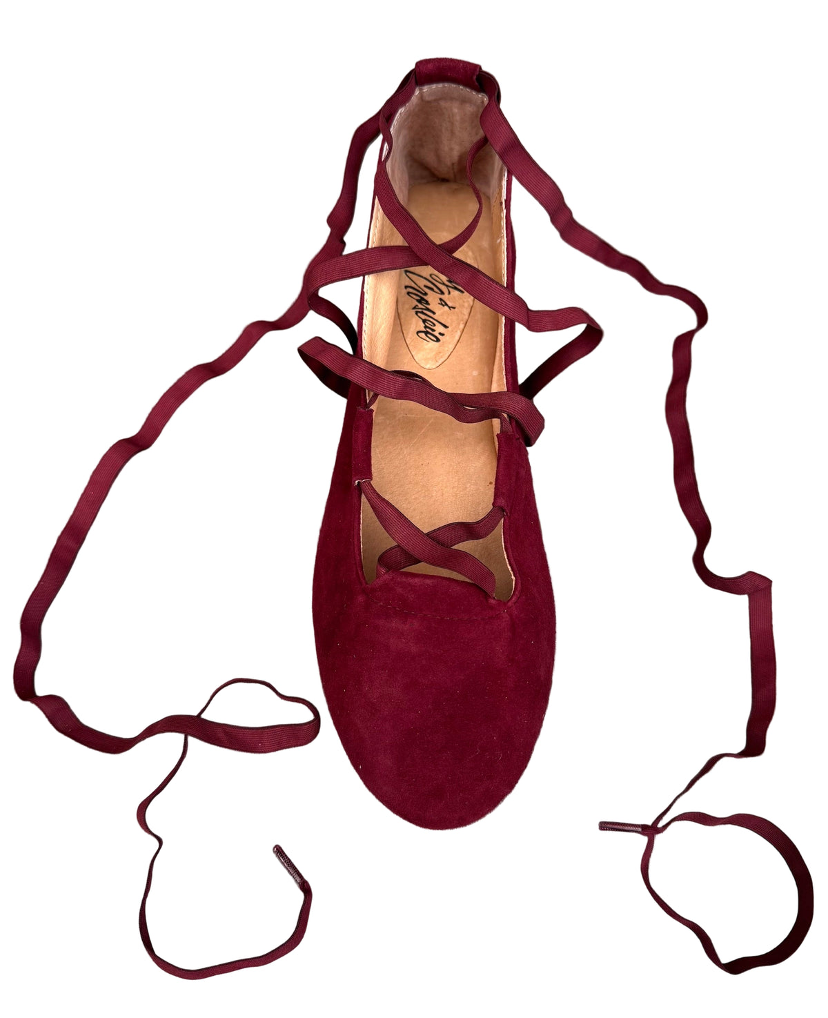 FINAL SALE Juliette Ballet Flat Wine with flexible laces
