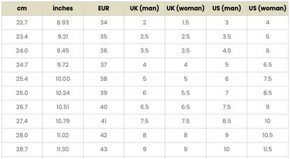 womens size conversion chart