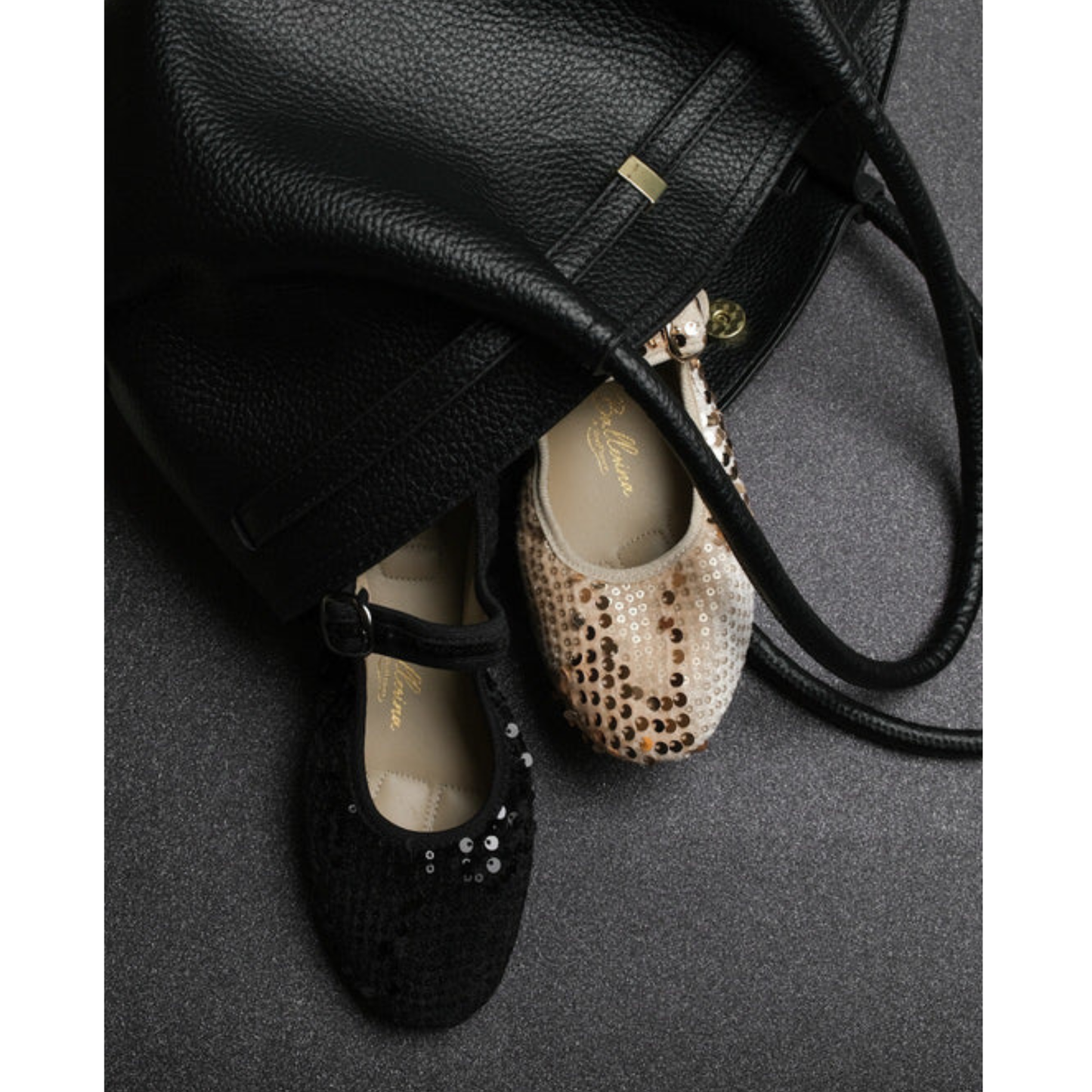 PortDance - Indoor & Outdoor Dance Ballerina Flat - Black Sequins