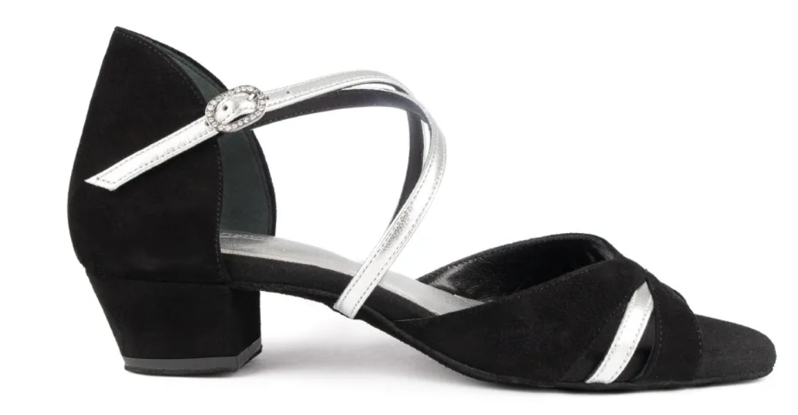 PortDance  -  Striptease sandal - Black/Silver 3cm heel