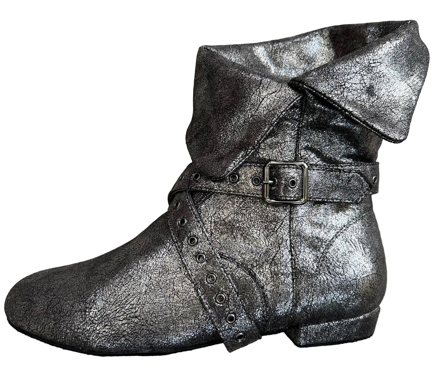 Tinker Bell Dance Boot - Silver on Black Micro Suede