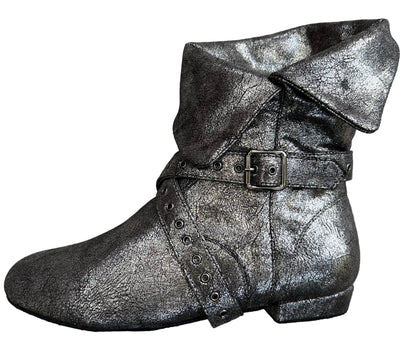 Tinker Bell Dance Boot - Silver on Black Micro Suede