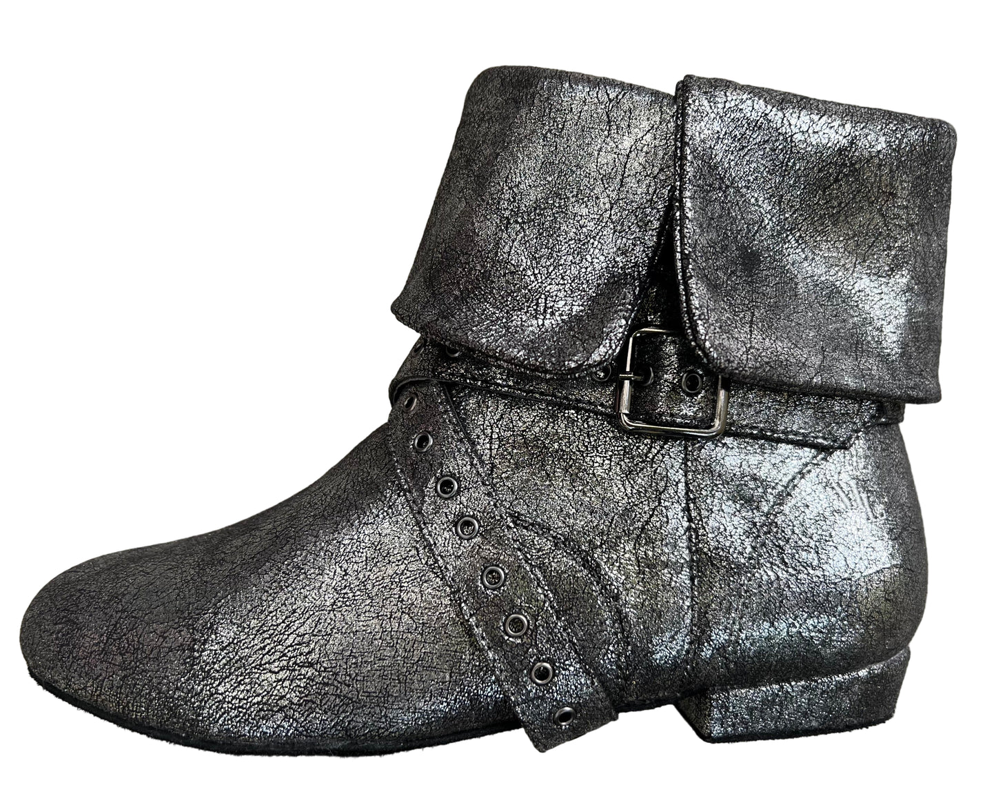 Tinker Bell Dance Boot - Silver on Black Micro Suede
