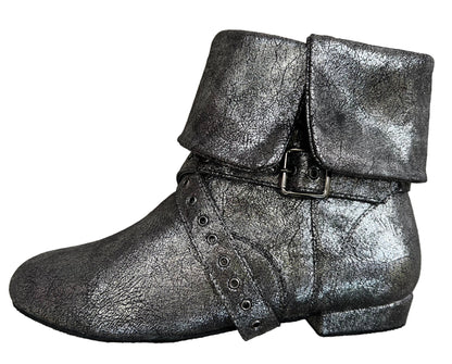 Tinker Bell Dance Boot - Silver on Black Micro Suede