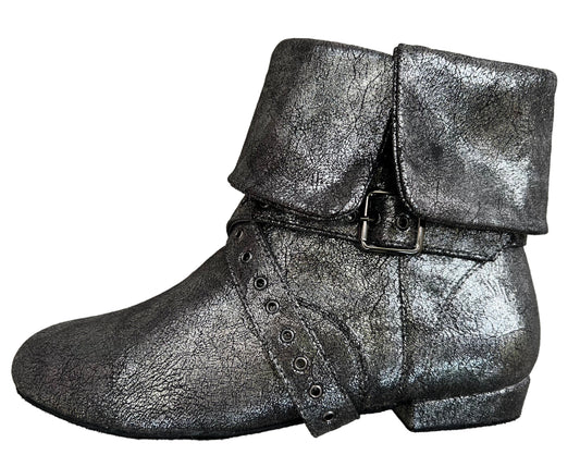 Tinker Bell Dance Boot - Silver on Black Micro Suede