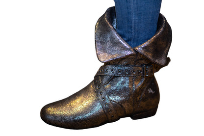 Tinker Bell Dance Boot - Silver on Black Micro Suede
