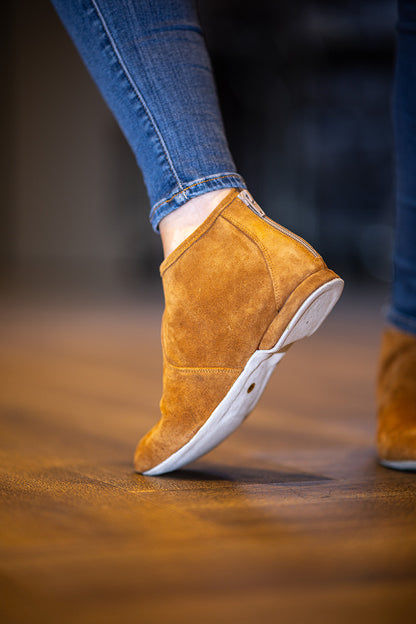 FINAL SALE Torri Zzaoui Dance Bootie - Cognac Suede