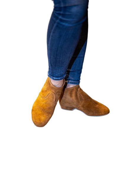FINAL SALE Torri Zzaoui Dance Bootie - Cognac Suede