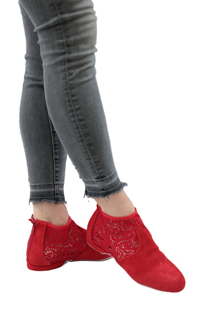 FINAL SALE Torri Zzaoui Dance Bootie - Lace Red