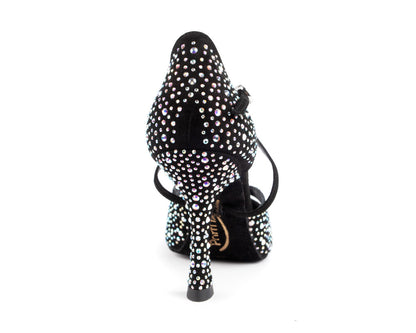 PortDance  -  PD CLARA Black Nubuck & Crystals – Heel 70mm