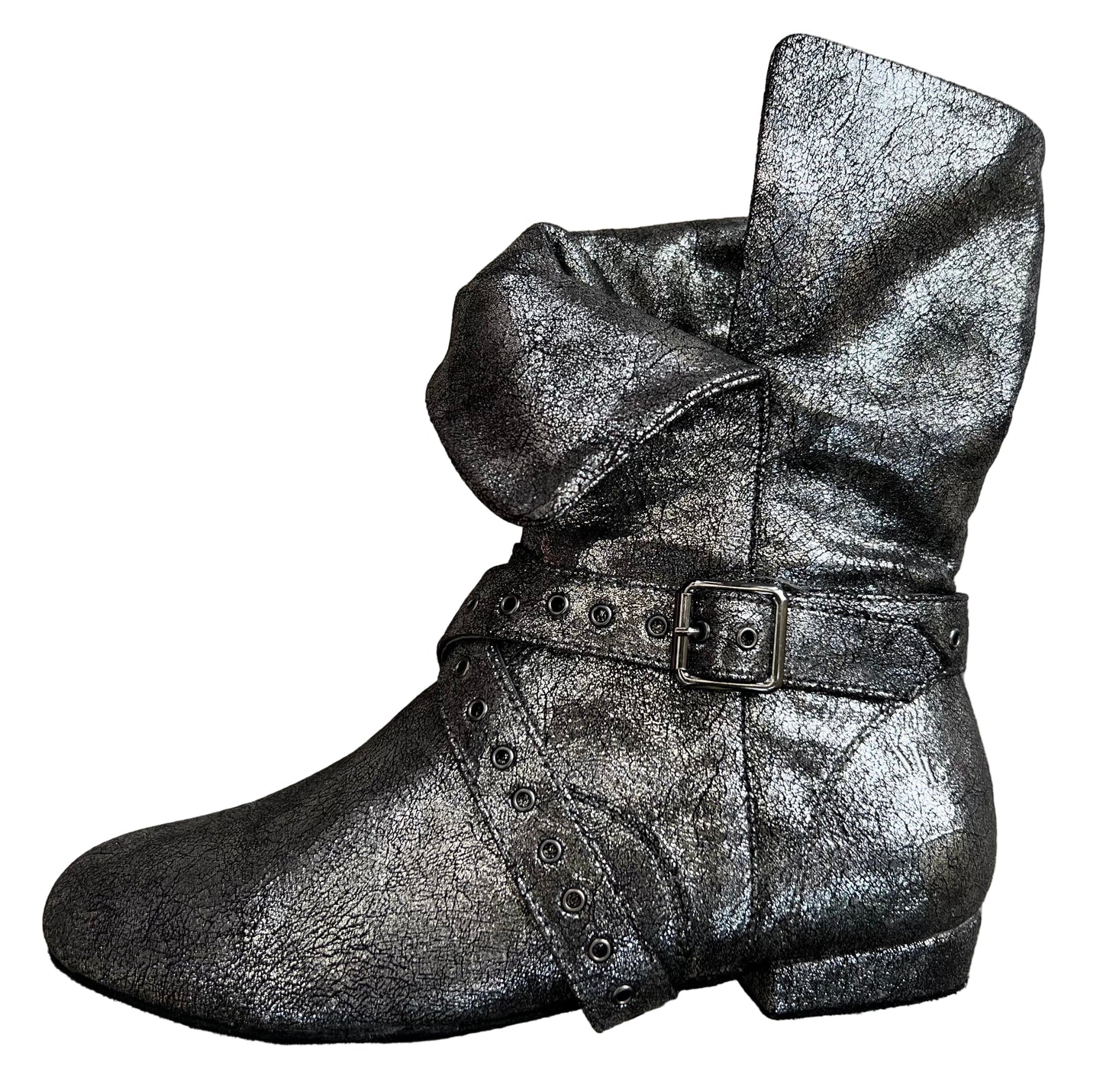 Tinker Bell Dance Boot - Silver on Black Micro Suede
