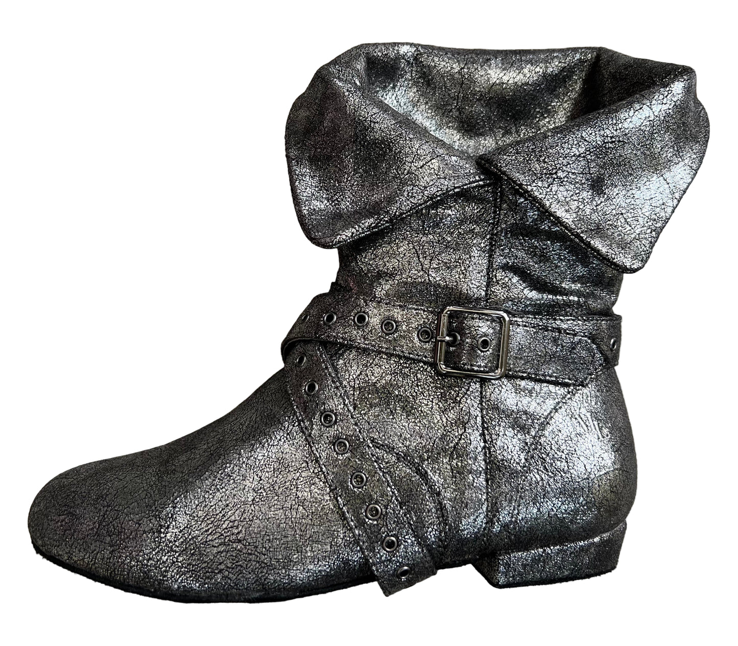 Tinker Bell Dance Boot - Silver on Black Micro Suede