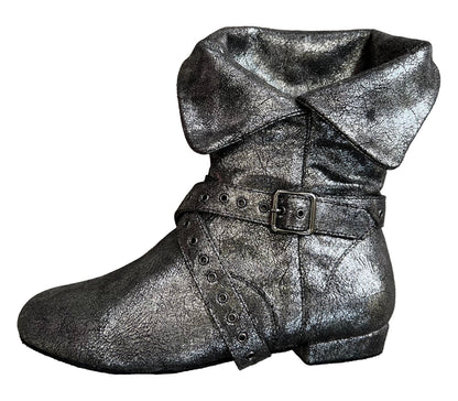 Tinker Bell Dance Boot - Silver on Black Micro Suede