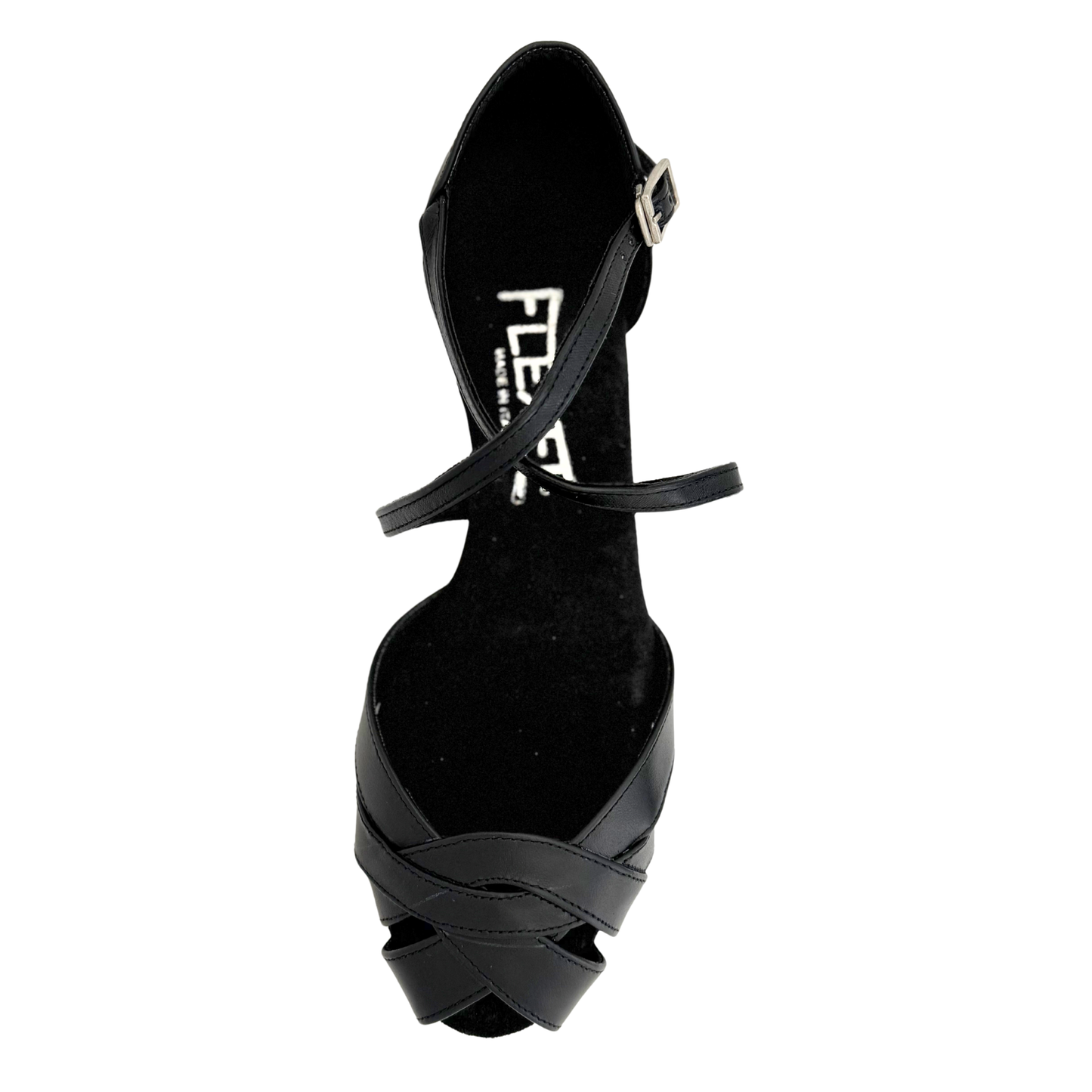 Flexee Brand Wrap Star Dance Sandal - Black Italian Smooth Leather with Suede Sole
