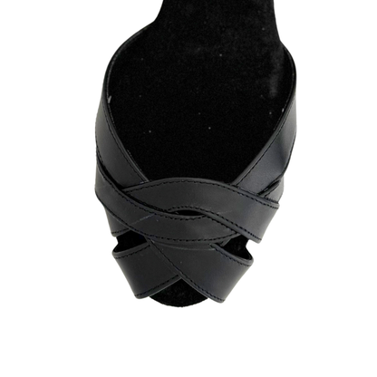 Flexee Brand Wrap Star Dance Sandal - Black Italian Smooth Leather with Suede Sole